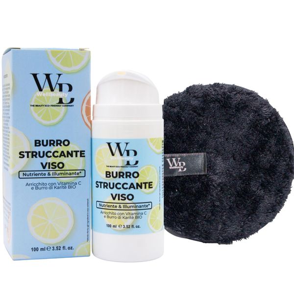 WELLBEAUTY Burro Struccante 100ml, Detergente Viso e Occhi, Airless, Panno Struccante, Anti-Pollution, Cleansing Balm, Doppia Detersione, Makeup Remover, Olio Di Cocco, Per Pelli Sensibili, Vit. C