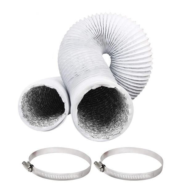 DXiongW Tumble Dryer Vent Hose 4 Inch Aluminum Flexible Duct Hose 5 FT Insulated Ventilation Ducting with 2 Stainless Hose Clamps for Extractor Fan Dryer Cooker Hood Kitchen Bathroom