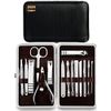Utopia Care 15 Pieces Manicure Set - Stainless Steel Manicure Nail Clippers Pedicure Kit - Professional Grooming Kits, Nail Care Tools With Luxurious Travel Case (Silver)
