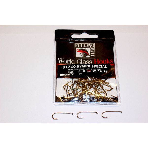 NYMPH SPECIAL FULLING MILL CODE 31710 TROUT FISHING HOOKS (Bronzed, 8) (SIZE 16)
