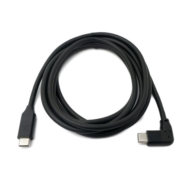 System-S USB 3.1 Kabel 2 m Typ C Stecker zu Stecker Winkel Adapter in Schwarz