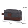 Seemeroad Travel Toiletry Bag for Men and Women, Canvas Toiletry Organizer Water-Resistant Vegan Leather, Hanging Dopp Kit Shaving Bag for Toiletries Accessories (Grey, Medium)