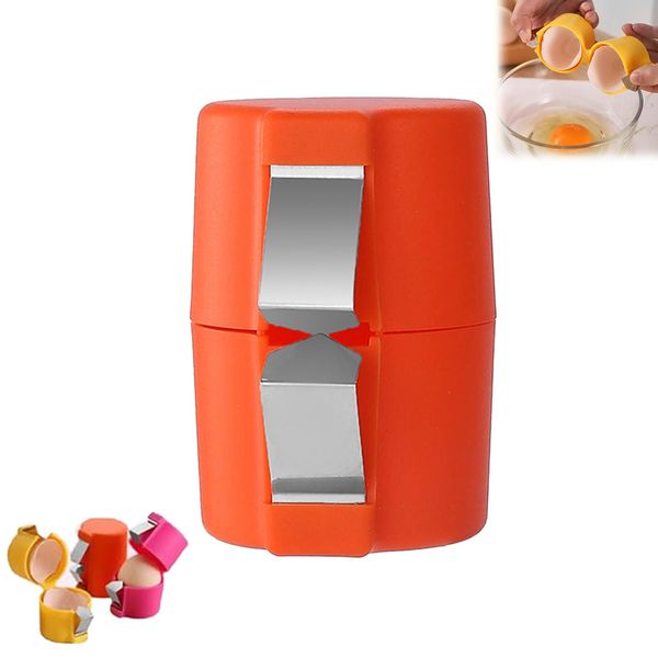 Egg Cracker Tool, Egg Shell Opener Egg Peeler for Hard Boiled Eggs, Handheld Egg Cracking Tool, Portable Eggshell Remover Egg Opener, Kitchen Baking Separator Tool for Home Dorm Kitchen (Orange)