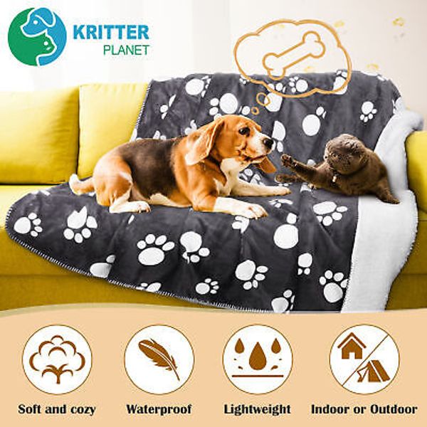 Washable Pet Blanket Dog Cat Bed Soft Sherpa Fleece Warm Reversible Dog Blanket