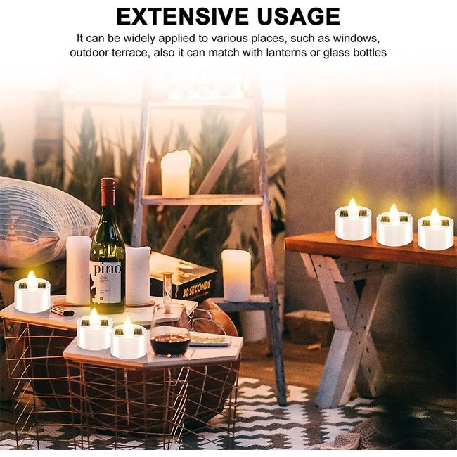 6Pcs Solar Tea Light Outdoor Candle Flameless IP65 Waterproof LED