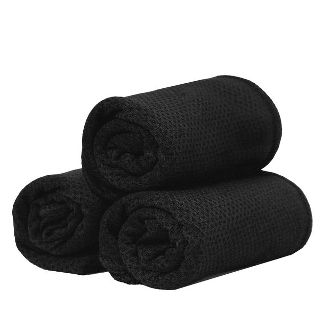 BLKP Pearl Metal Cooling Cooling Towel 7.9 x 35.4 inches (20 x 90 cm), Set of 3, Outdoor Sports, BLKP Black AZ-5106