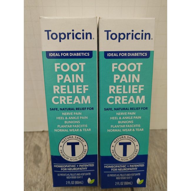 Topricin Homeopathic Foot Pain Relief Cream 2oz Ideal for Diabetics (2pk bundle)