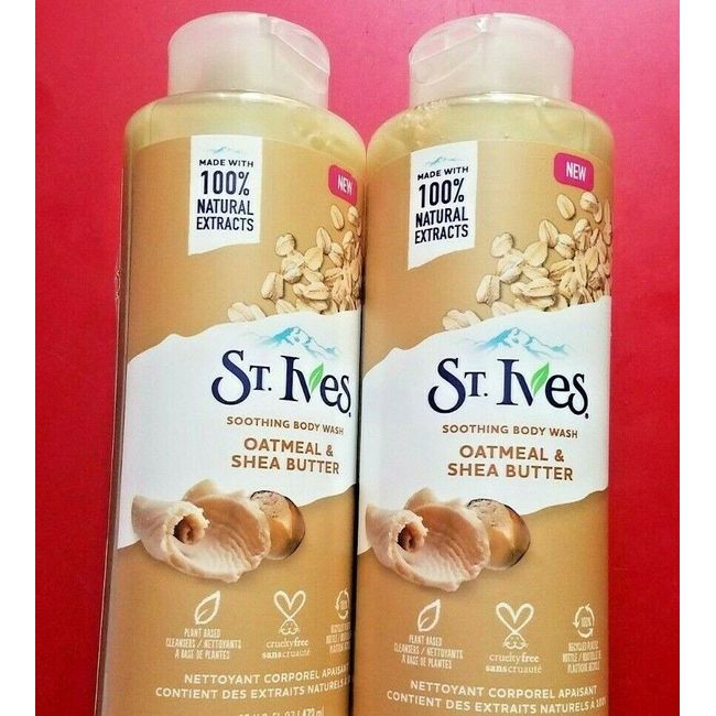 2 PACK ST IVES OATMEAL AND SHEA BUTTER SOOTHING BODY WASH 22 FL OZ EACH