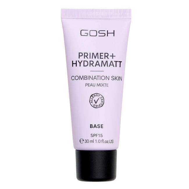 GOSH Primer für ölige & Mischhaut mit LSF 15, vegan I mattierender & feuchtigkeitsspendender Primer I Lichtschutzfaktor 15 I allergiezertifiziertes & parfümfreies Makeup I Prime + Hydramatt farblos