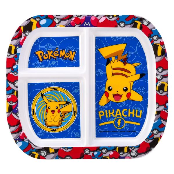 Pokémon 3 Section Reusable Childrens Kids Toddlers Divided Breakfast Lunch Dinner Plate