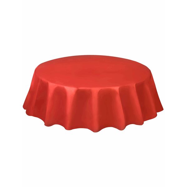Red Plastic Round Tablecover, 213 cms diameter