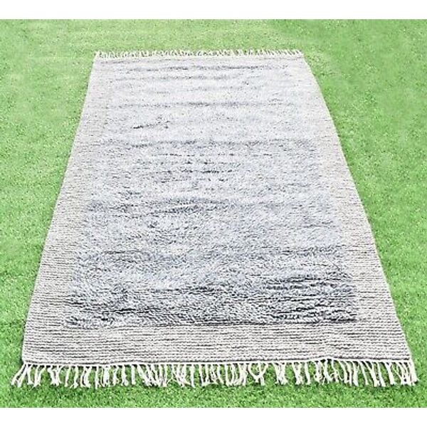 5X8 Ft. Rug Handmade Runner Kitchen Door mat Grey Mat Woven Dari Natural Carpet