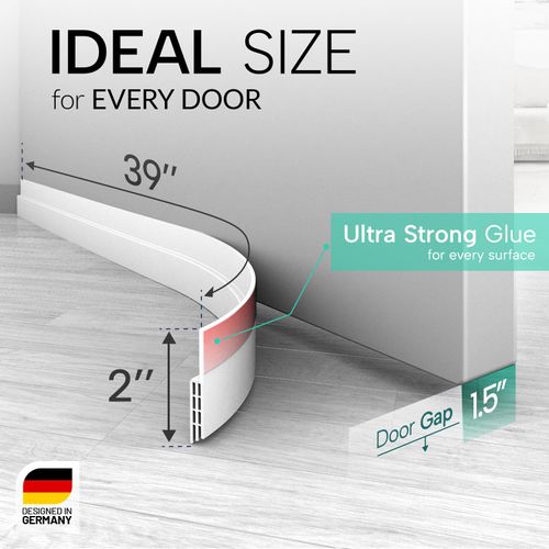 Vellure® Door Draft Stopper for Bottom of Door - Premium Door Sweep for Bottom of Door/Weather Stripping Door Seal (Save Energy – installs Quickly and Easily) Door Strip Ideal for Keeping Out Cold