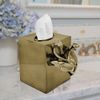 Tissue Box Cover - Gold Finish Elegant Paper Towel Dispenser for Premium Kitchen Home Decor Bathroom Accessories Countertop Bedroom Dresser - The Calla Lily Collection