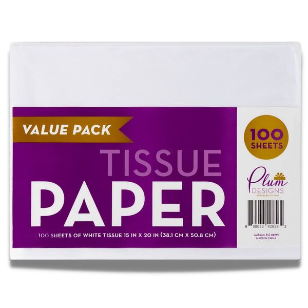 White Tissue Paper for Gift Bags 15" x 20" 100 Sheets, Bulk Tissue Paper for Packaging- 100 Sheets Premium White Tissue Paper,Wrapping Tissue Paper - 15x 20 Inches