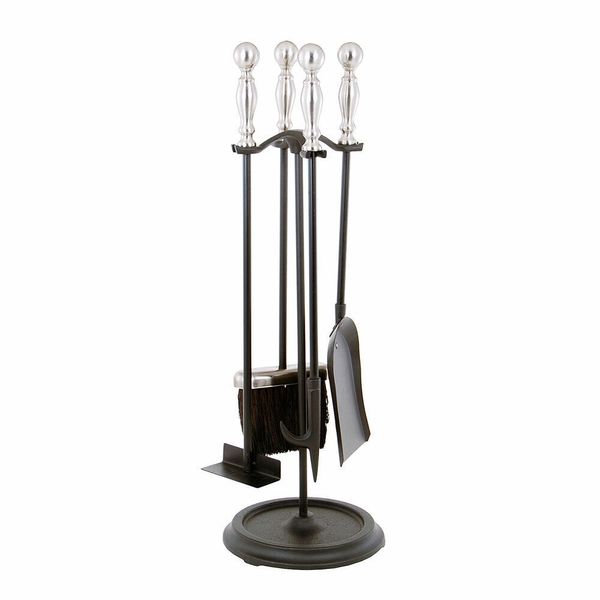 24" 5-piece Mini Black & Chrome Fireplace Tool Set