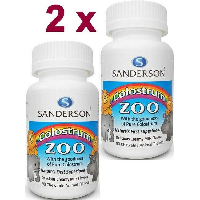 2 x Sanderson Colostrum Zoo Chewable Tablets 90 - 20% IgG Colostrum per Tablet