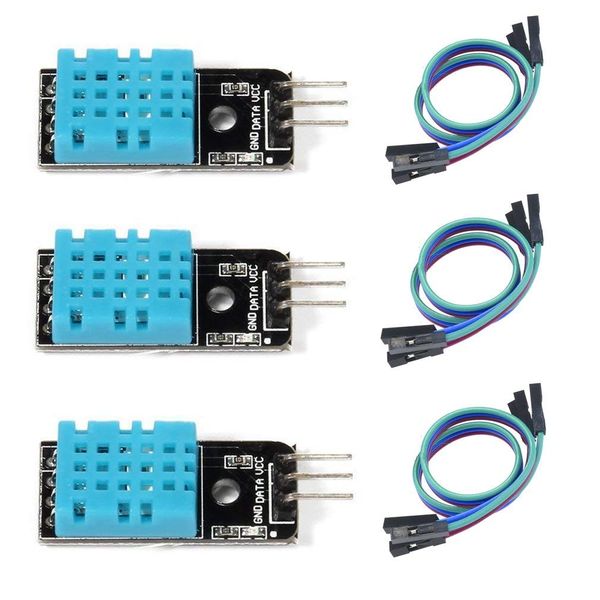 HiLetgo Set of 3 DHT11 Temperature Sensor Module Humidity Sensor Module with Dupont Line Compatible with Arduino [Parallel Import]