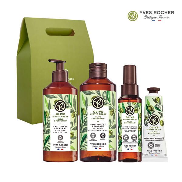 [Gift Box] Yves Rocher Olive Lotion 390ml + Wash 400ml + Mist 100ml + Hand Cream 30ml