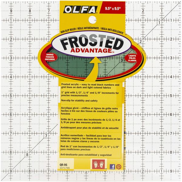 OLFA QR9S 1-Piece Acrylic Quilt Ruler, Transparent