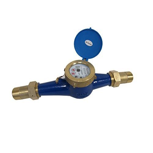 PRM 1 Inch Multi-Jet Brass Totalizing Water Meter, Sealed Dry Dial, Internal Strainer, ±2% Accuracy, 150 PSI, for Non-Potable Water Use, Horizontal Mount