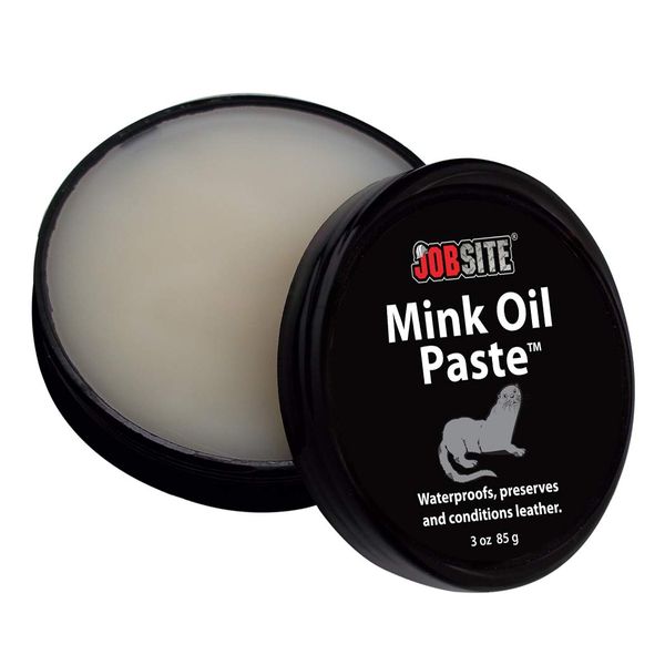 JobSite Premium Mink Oil Leather Waterproof Paste - Preserve Leather Boots & Shoes - 3 oz