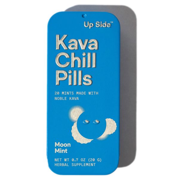 Up Side Kava Chill Pills, Kava Kava Candy Moon Mint Flavor, Natural Supplement for Calm & Stress Support, Single Pack 20 Mints