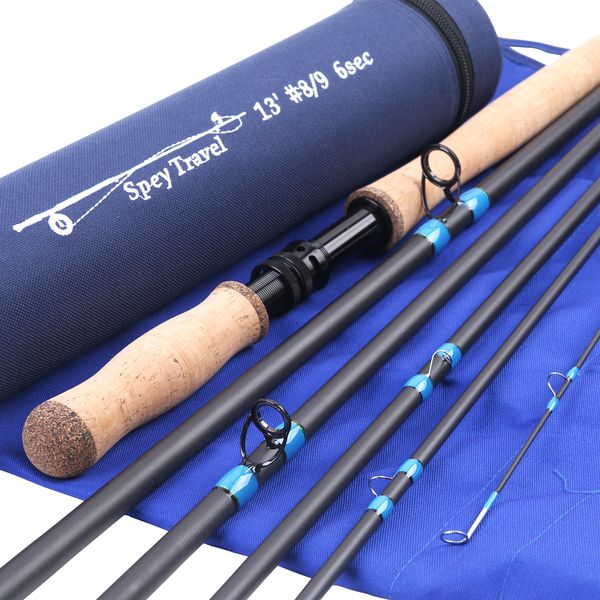 M MAXIMUMCATCH Maxcatch Spey Fly Rod 4pcs Carbon Fly Fishing Rod with Messe Tube (Size: 7/8/9 wt) (13ft 8/9 wt 6 pieces)