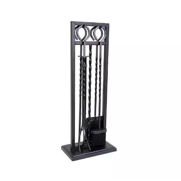 Style Selections - Black Steel 4-Piece Fireplace Tool Set 29"