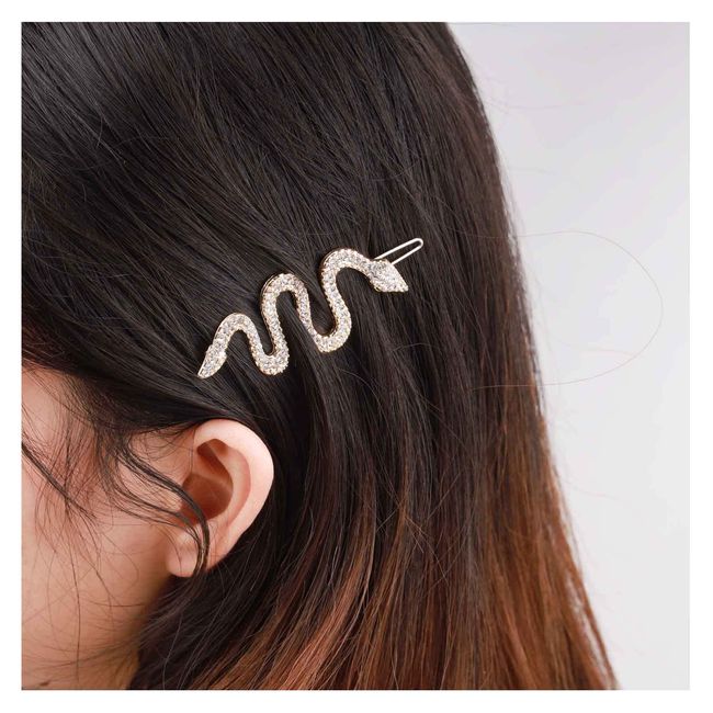 Dervivea Bohemia Kristall Haarspange Barrette Gold Schlange Haarnadel Clip Metall Schlange Haarspange Funkelnde Strass Haarspangen Pin Haarschmuck Für Frauen Und Mädchen Kopfschmuck