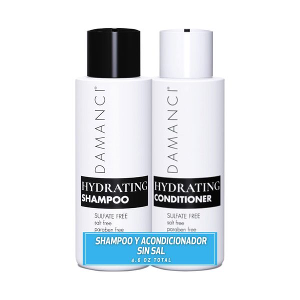 Damanci Hydrating Shampoo and Conditioner Duo, Sulfate Free Shampoo and Conditioner for Dry Hair, with Keratin and Collagen, Paraben and Salt Free, Travel Size (2.3 oz)