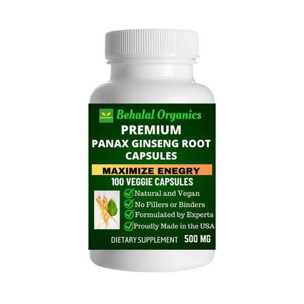 Panax Ginseng Root 500mg Vegan Capsules 100 Count