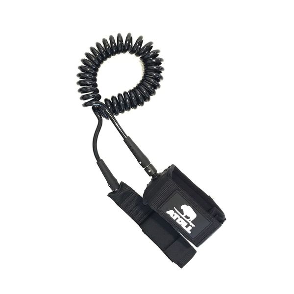 Atoll ISUP Leash for Inflatable Stand Up Paddle Board | 10 ft Coiled Leash TPU Leg Rope | Coiled Wrist Strap -Safe for Stand Up Board or Surf Board