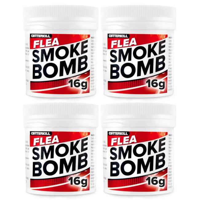 CritterKill Professional Strength 16g Flea Smoke Bomb Fogger Fumigator Smoke | Kills Fleas (4)