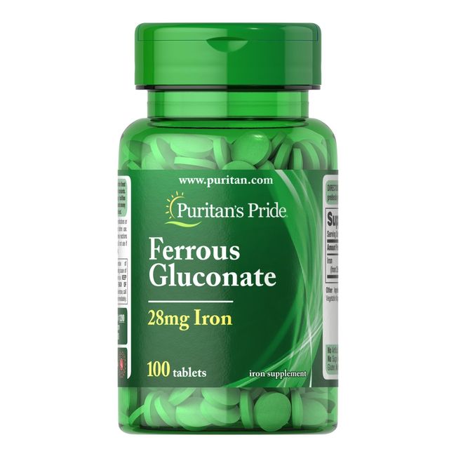 Puritan's Pride Ferrous Gluconate (28 mg Iron) - 100 Tablets