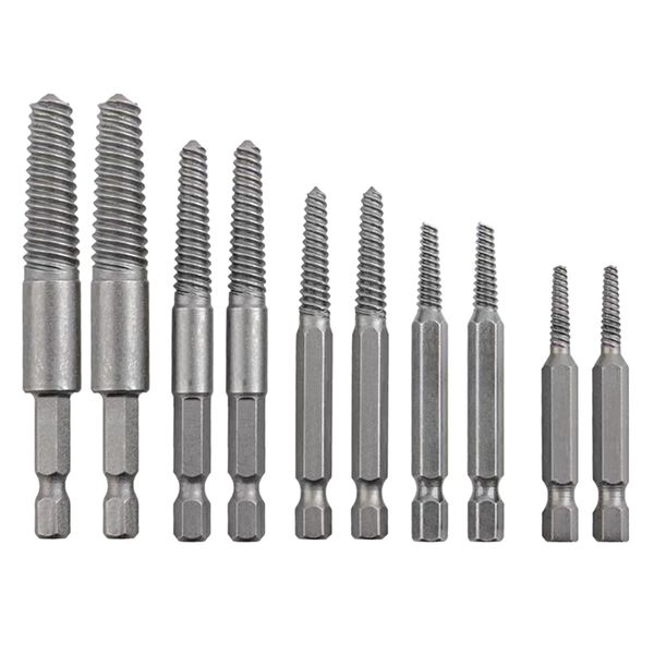 10 Pcs Screw Extractor Set, Bolt Remover Extractor Tool Kit, for Damaged Screw, Bolt, Broken Hex, Stripped, Rounded Bolts
