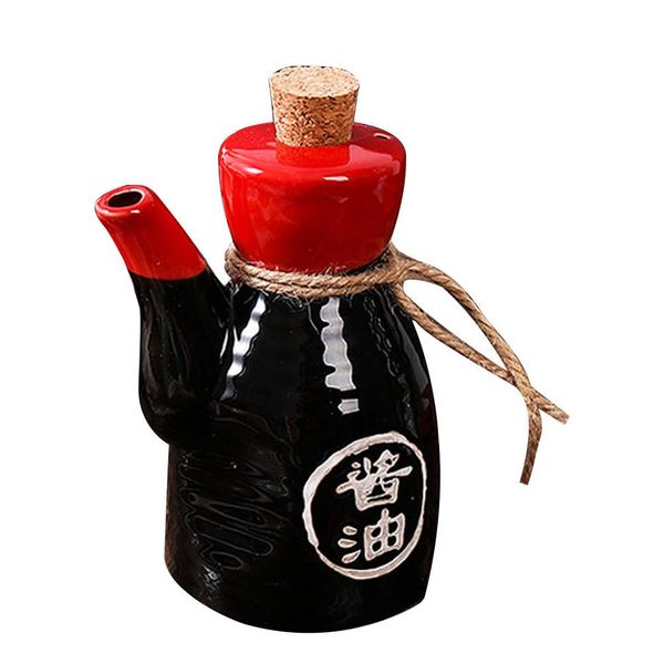 DOITOOL Soy Sauce Pot Japanese Style Vinegar Dispenser Olive Oil Pot Soy Sauce Pourer Liquid Condiment Container Seasoning Bottle for Kitchen Restaurant Home Black