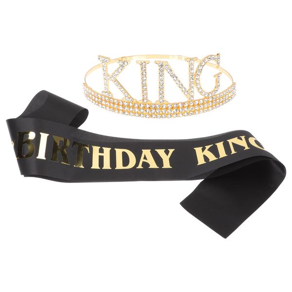 BESTOYARD 1 Set Men Birthday Dress Up Happy Birthday Decoration Boys Crystal Set Crystal Birthday King Sash 21 Years Ba