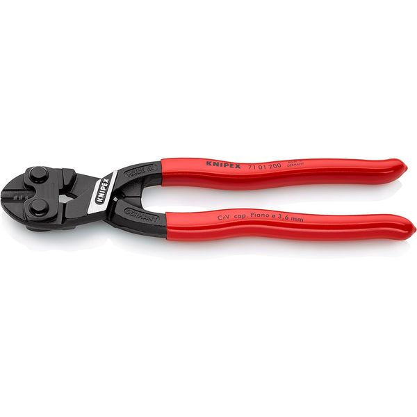 Knipex CoBolt® Compact Bolt Cutter black atramentized, plastic coated 200 mm (self-service card/blister) 71 01 200 SB