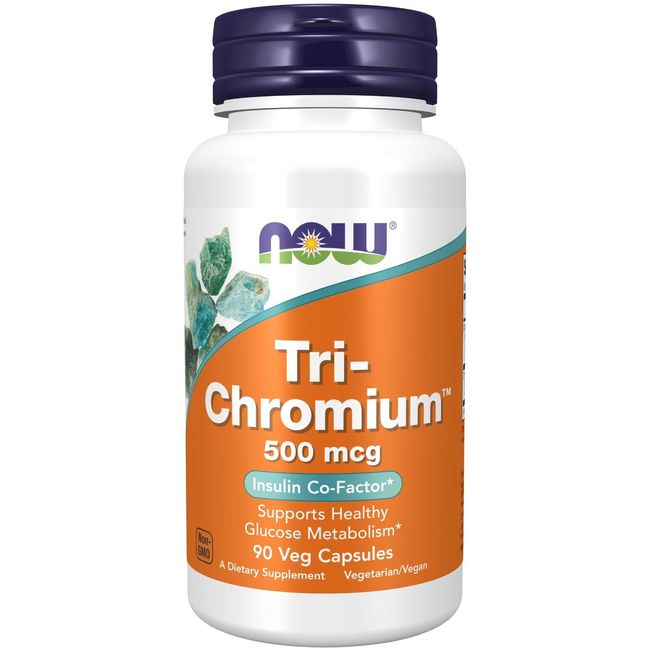 NOW Foods Tri-Chromium 500 mcg + Cinnamon, 90 Veg Capsules