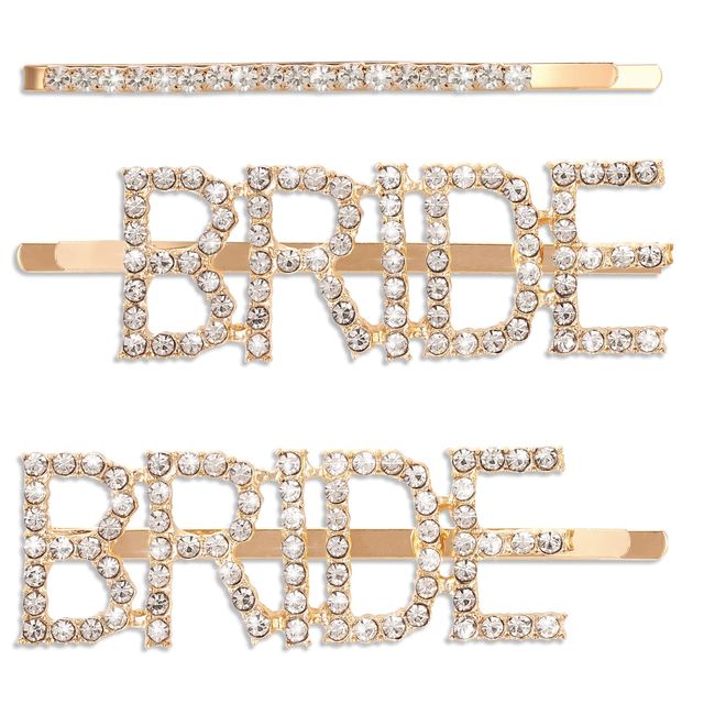 3 Stück Bride Strass Haarnadeln Damen Gold Bobby Pins Buchstaben Haarspangen Braut Hochzeit Haarschmuck Party Kopfbedeckung Zubehör