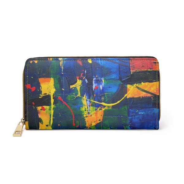 Womens Wallet, Zip Purse, Multicolor Paint - One size