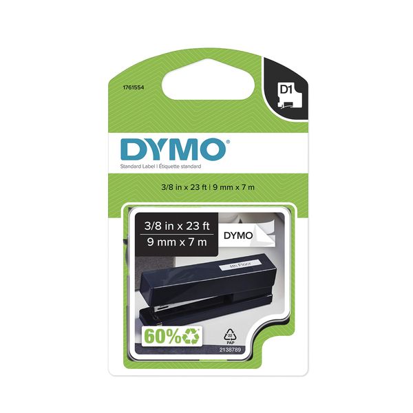 DYMO All-Purpose Labels for DYMO XTL Label Makers, Black on White, 1/4", 1 Roll (1868751)