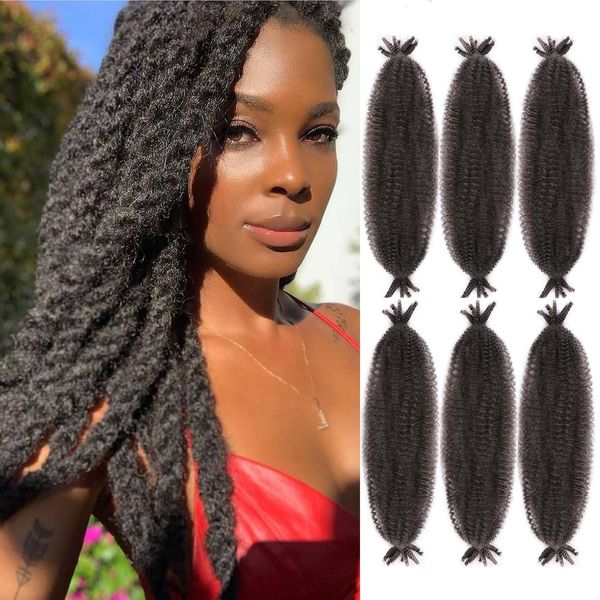 Afro Twist Hair Springy Afro Twist Hair Pre Fluffed Spring Twist Hair 24Inch 6 Packs Pre Stretched Wrapping Hair for Soft Locs Hair Extensions (24 Inch (Pack of 6), 4#)