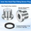 sourcing map 4Pcs G3/8x19 Inner Hex Head Pipe Fitting Plug, Universal Carbon Steel Thread Socket Plug with Black O-Ring for Terminate Pipe Ends or Replacement Drains