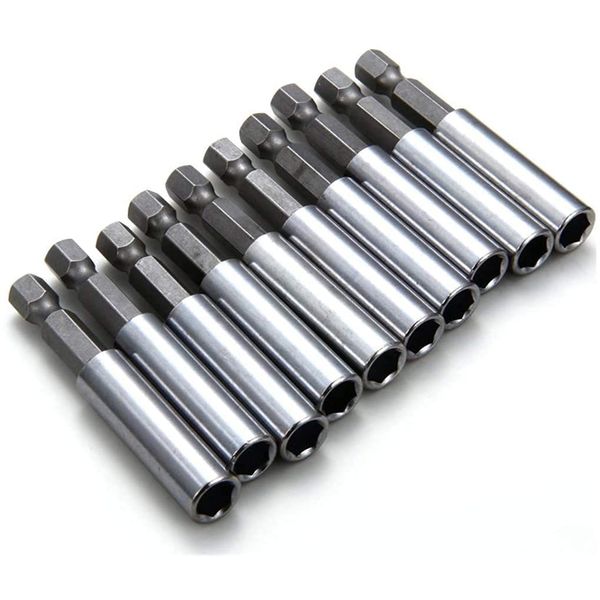 10 PCS 1/4" Hex 6.35mm Extend Shank Magnetic Screwdrivers Bit Extension Holder Socket Shockwave Impact Quick Change Release Bar for Screws, Nuts, Drill or Handheld Driver 2.3"