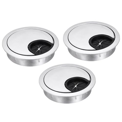 MECCANIXITY 3 Pcs Desk Grommet 1.8 Inch, Zinc Alloy Round Desk Hole Cover Wire Cable Cord Organizer for Home Office Computer Table Cables, 45mm, Silver