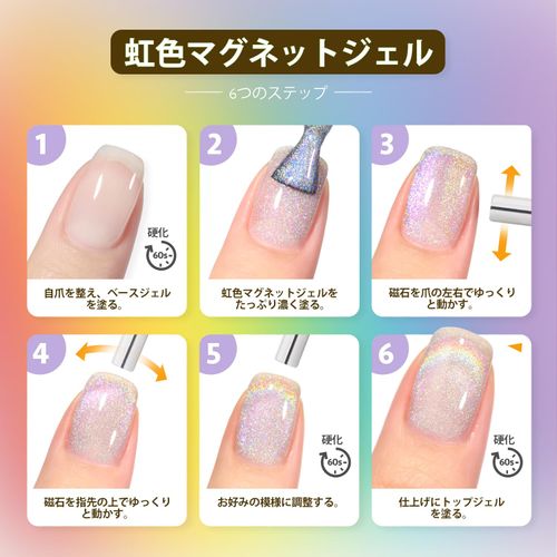GAOY Magnetic Nail Gel Gel Gel Glitter Single Color 16ml with Magnet, UV-LED Compatible, Polish Type, Holo Glitter, Galaxy Color Gel (Silver Rainbow)