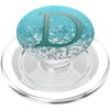 Teal Gray Initial Letter D On Silver Light Blue PopSockets PopGrip for MagSafe