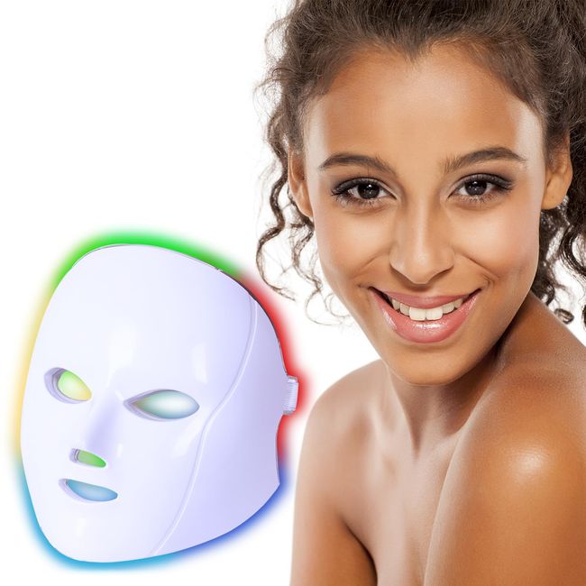 SMOOTHPRO LED Face Light Therapy Mask for Face,Red Blue Light therapy Mask for Anti-Ageing &Anti-Acne,Built-in Silicone Eye Goggles for Comfort, Plug-in